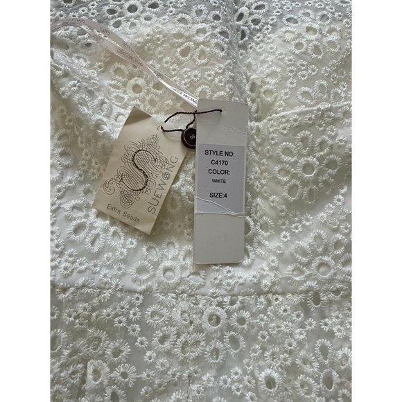 Sue Wong Womens Lace Fit & Flare Cocktail Dress White Sz 4 - Picture 3 of 3
